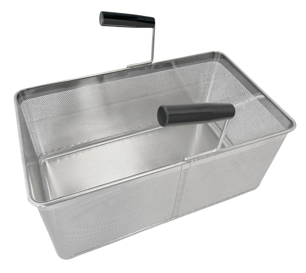 Pasta Cooker Rectangular Basket with Two Handles, Full Size 1/1