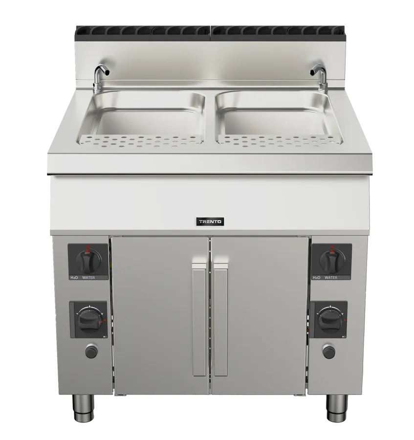 Trento 2 x 12 (45L) Gallon Double Tank Natural Gas Pasta Cooker, Double Burner – 156,000 BTU