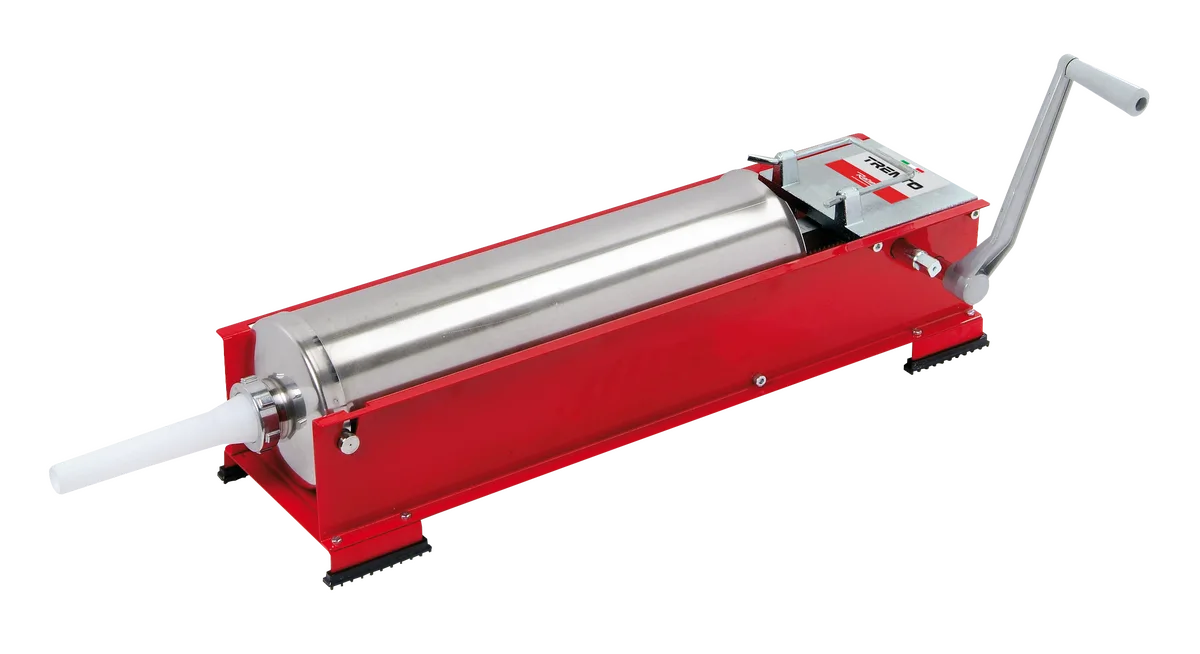 Trento Red Manual Sausage Stuffer with 22lb / 10kg Capacity – 2-Speed Horizontal Direct Drive