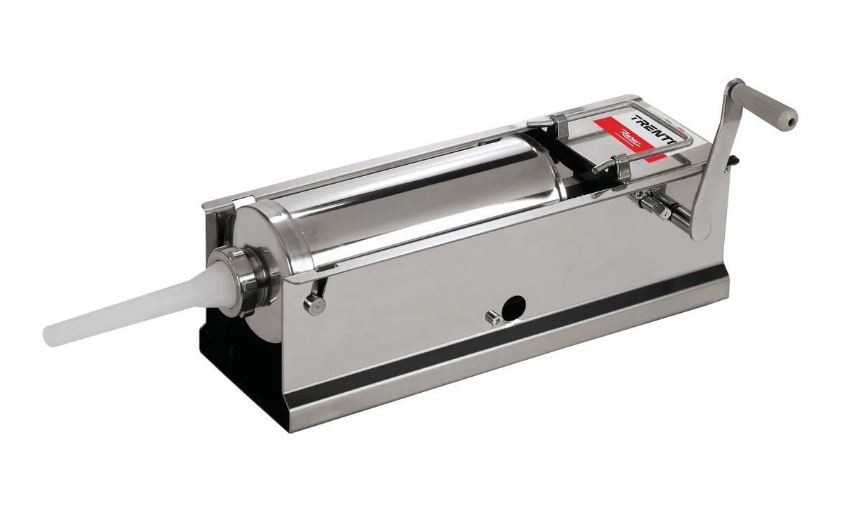 Trento Stainless Steel Manual Sausage Stuffer with 11lb / 5kg Capacity – 2-Speed Horizontal Gear Drive